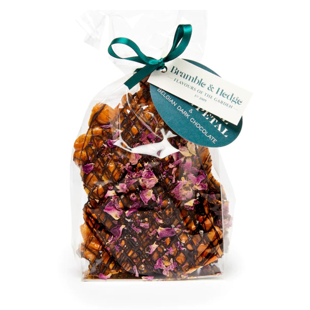 Salted Caramel, Rose Petal & Dark Belgian Chocolate Peanut Brittle