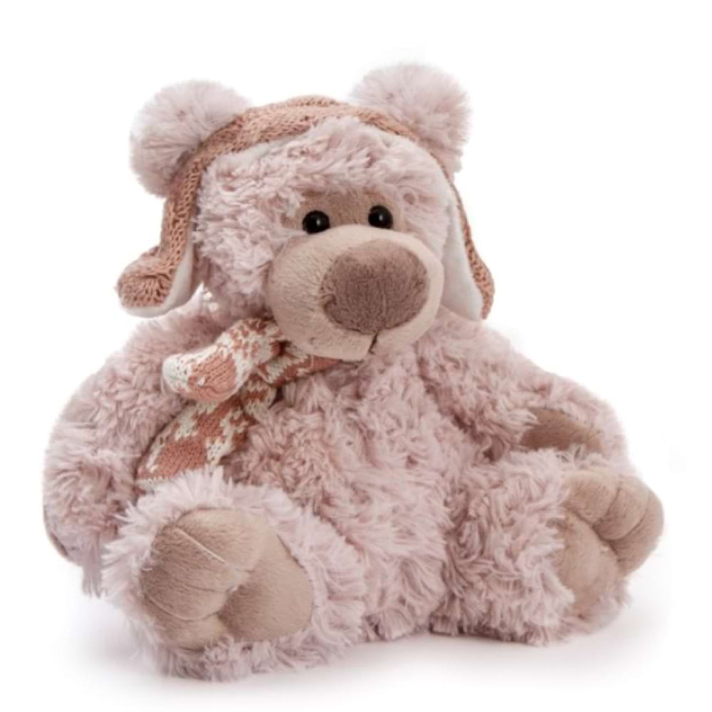 Jacq Teddy Bear with Hat Scarf Pink Beige
