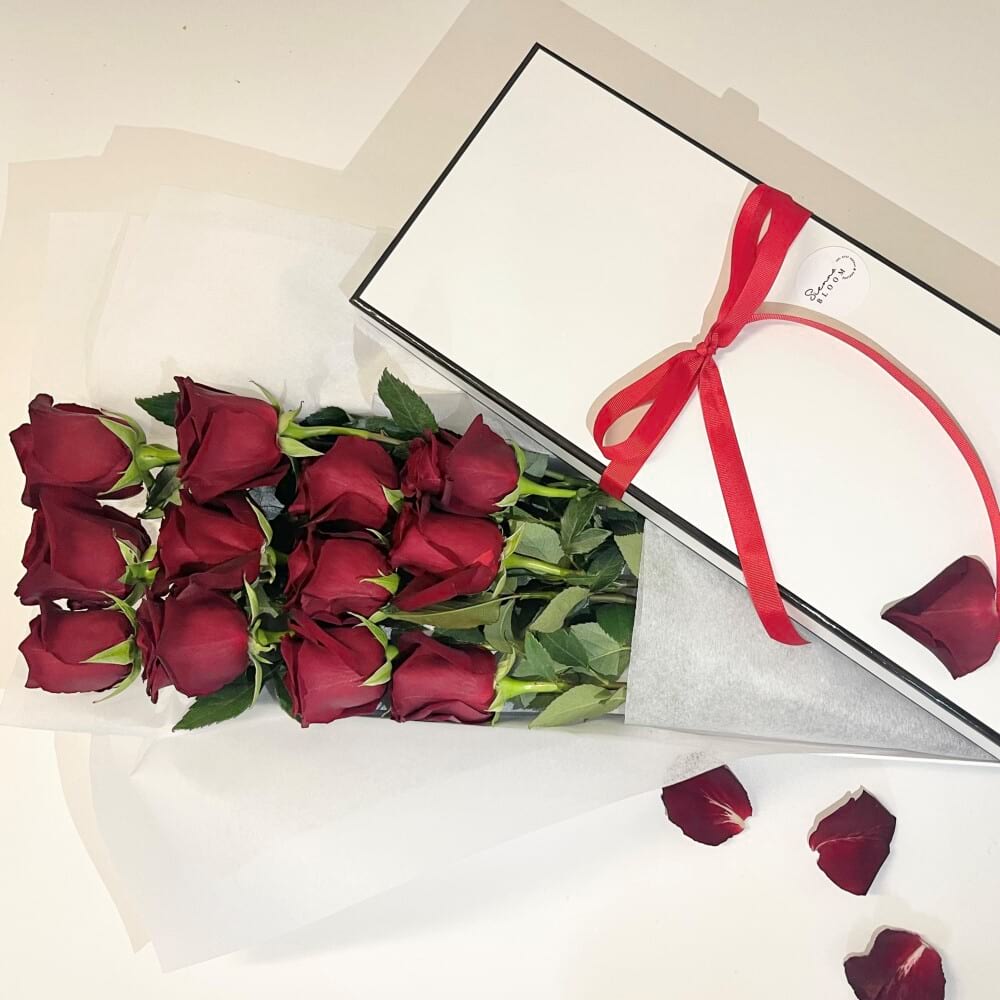 12 stems of roses